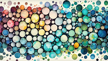 Infinite Watercolor Circles Pattern. Generative AI.