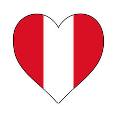 Peru Heart Shape Flag. Love Peru. Visit Peru. South America. Latin America. Vector Illustration Graphic Design.