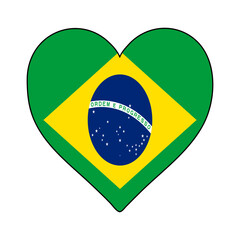 Brazil Heart Shape Flag. Love Brazil. Visit Brazil. South America. Latin America. Vector Illustration Graphic Design.