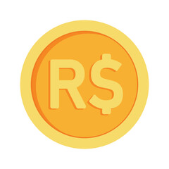 Brazilian Real Coin Icon Clipart for Brazil Money Currency in Animated Elements Vector Illustration