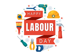 Happy Labor Day on 1 May Illustration with Different Professions and Thank You to All Workers for Your Hard Work in Flat Cartoon Hand Drawn Templates