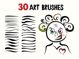 30 vector set of art brushes for illustrations. The brushes used are included in the paintbrush palette.