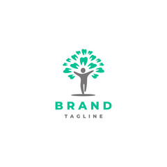 Obraz premium Playful Dental Tree Logo Design. People Icon With Teeth Symbolizing Healthy Trees.