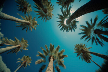 palm trees blue sky
