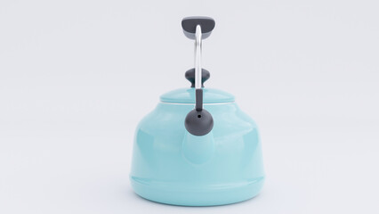 Front view vintage teal tea kettle on white background premium photo 3d render
