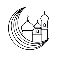 mosque in crescent moon