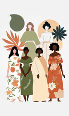 Obraz premium illustration of spirited female activists marching in solidarity on a demonstration for their rights, social equality