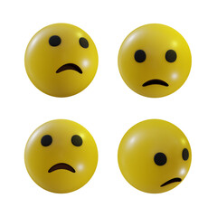 3d rendering emoji slightly frowning face unamused sad disapproval displeasure scowl perspective view