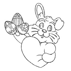 Conejo de Pascua con Huevos de Pascua Línea