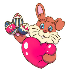 Conejo Marrón de Pascua con Huevos de Pascua 1