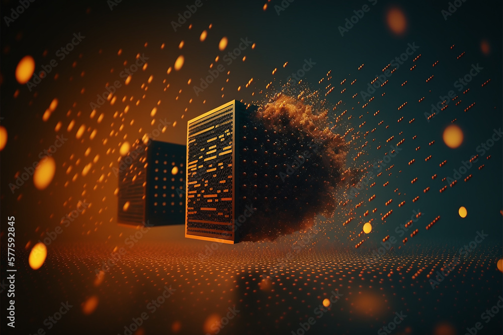 Aufkleber digital binary code matrix technology background. shot of corridor in working data center full of ra