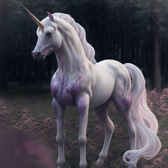 Plakat white unicorn grassing