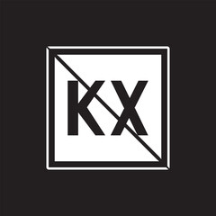 KX Square Letter Logo Design Vector with Black and White Colors.