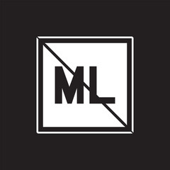 ML Square Letter Logo Design Vector with Black and White Colors.