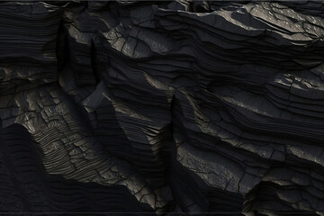 Obraz premium Black and white background. Volumetric black stone, coal face background. 3d effect. Rock texture. Granite mountain texture. Close-up.
