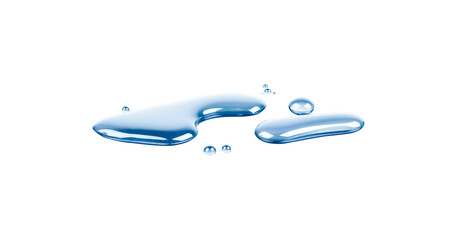 real image,spilled water drop on the floor isolated with clipping path on white background.