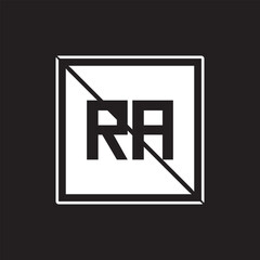 RA Square Letter Logo Design Vector with Black and White Colors.