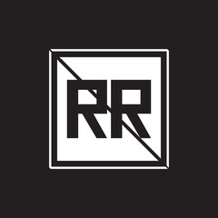 RR Square Letter Logo Design Vector with Black and White Colors.