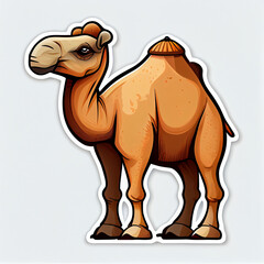 Camel with a hump cute sticker vector, created with Generative AI technology