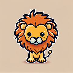 Lion Cute Creative Mascot Logo, created with Generative AI technology