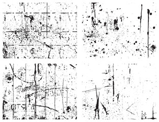 Set of Grunge Distressed Textures. Black and White Vector Backgrounds. EPS 10
