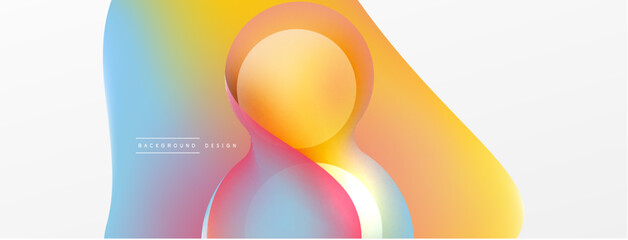 Fluid abstract background, round shapes and circle flowing design for wallpaper, banner, background or landing