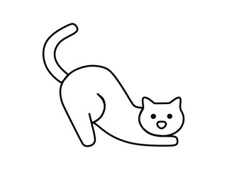 Naklejka premium cat doing body stretching after sleeping