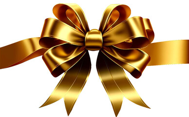 golden bow isolated on transparent background