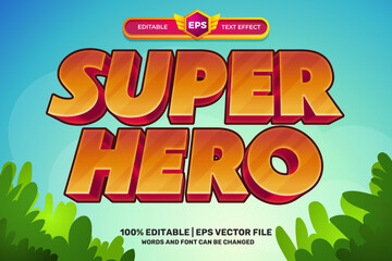 Super Hero Comic Cartoon Game tittle 3D Editable text Effect Style