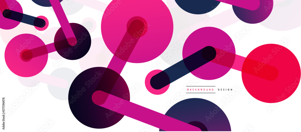Poster line points connections geometric abstract background. circles connected by lines. trendy techno bus