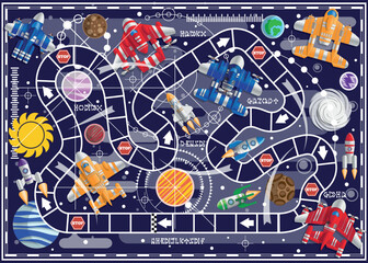 Space Race. A board game. Vector illustration.