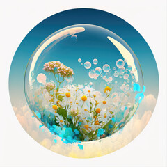 Spring flowers in the glass sphere, flowers