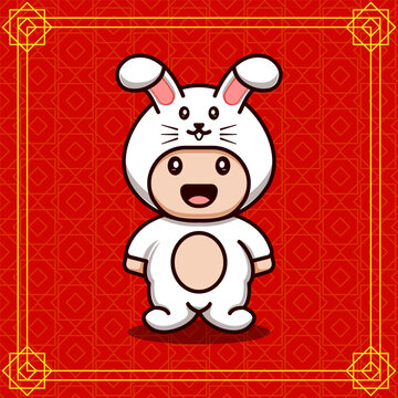 Illustration of cute person dressed as a bunny