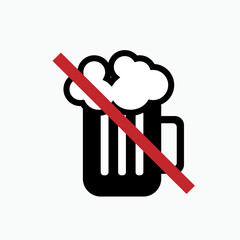 Non Alcohol Icon. No Beer Symbol  -  Vector for Design, Presentation, Website or Apps Elements.    