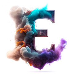The combination of smoke lettering and colored powder creates an eyecatching contrast