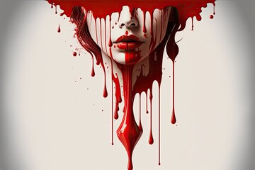 scary woman face blood - obrazy, fototapety, plakaty