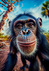 a cute superb Chimpanzee   taking selfie Highly detailed Close up Generative AI Digital Illustration Part#040323