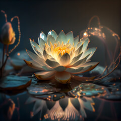 Fototapeta na wymiar Magic Glowing Water Lily