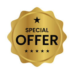 special offer badge, seal, stamp, tag, label, golden color vector