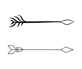Collection of black and white arrows. Elegant icons for creating tattoos, stickers, cards.