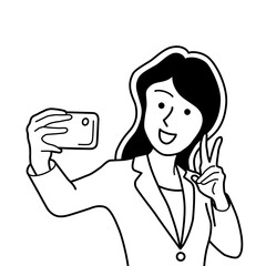 Fototapeta premium スマホで自撮りするビジネスウーマン