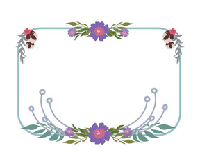 Picturesque graceful frame with flower, twig, leave. Multilayer vector watercolor decorated photo frame.