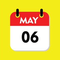 calendar with a date, 06 may icon with yellow background