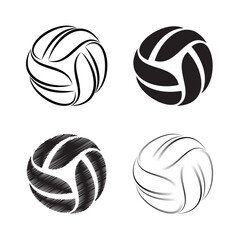 Fototapeta premium Volleyball black linear symbols
