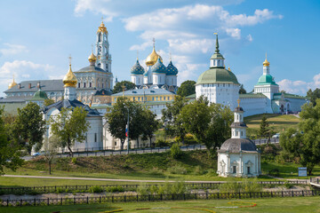 Fototapeta na wymiar Ancient Holy Trinity Sergius Lavra in summer landscape. Sergiev Posad. Moscow region, Russia