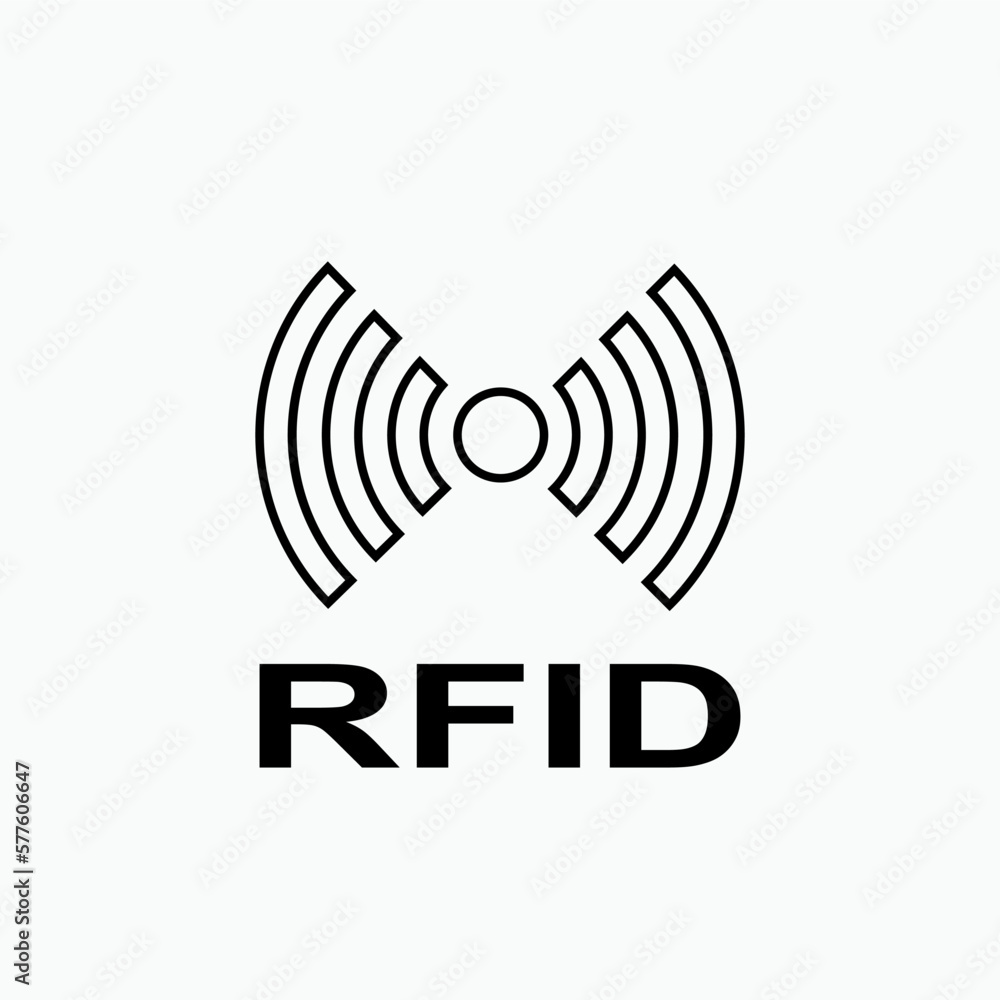 Poster rfid or radio frequency identification vector icon for apps and websites.