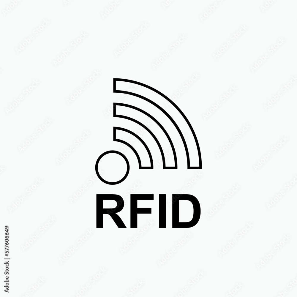 Poster rfid or radio frequency identification vector icon for apps and websites.