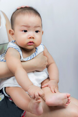 Asia cute baby boy and mother