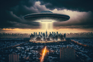 UFO over the city. Generative AI