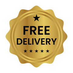 free delivery badge, seal, sticker, stamp, tag vector icon for shopping discount promotion